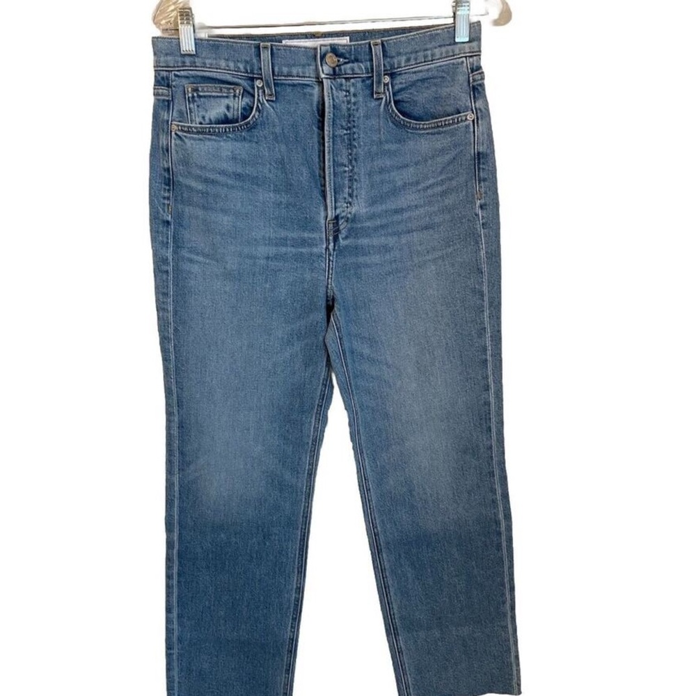 Frank & Eileen Monaghan Mom High Rise Button Fly Raw Hem Jeans Size 30 - Picture 2 of 12